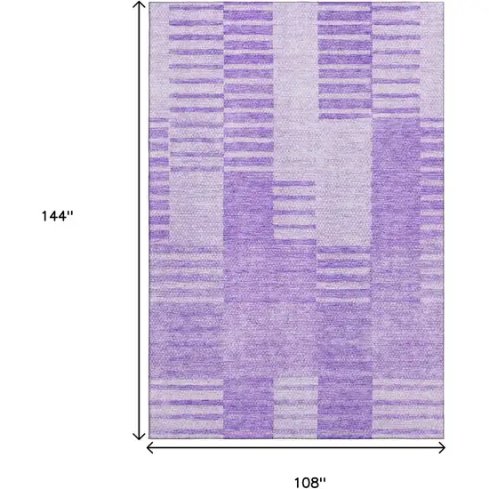 Lavender And Ivory Striped Washable Area Rug With UV Protection Photo 3