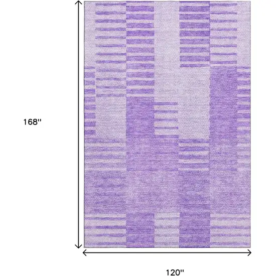 Lavender And Ivory Striped Washable Area Rug With UV Protection Photo 3