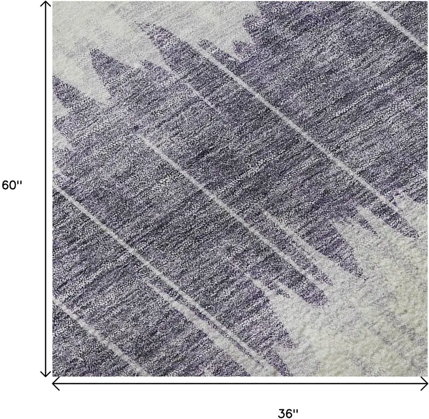 Lavender And Ivory Striped Washable Area Rug With UV Protection Photo 9