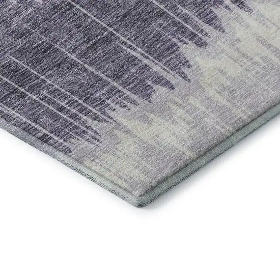 Lavender And Ivory Striped Washable Area Rug With UV Protection Photo 7