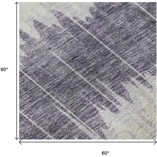 Lavender And Ivory Striped Washable Area Rug With UV Protection Photo 9