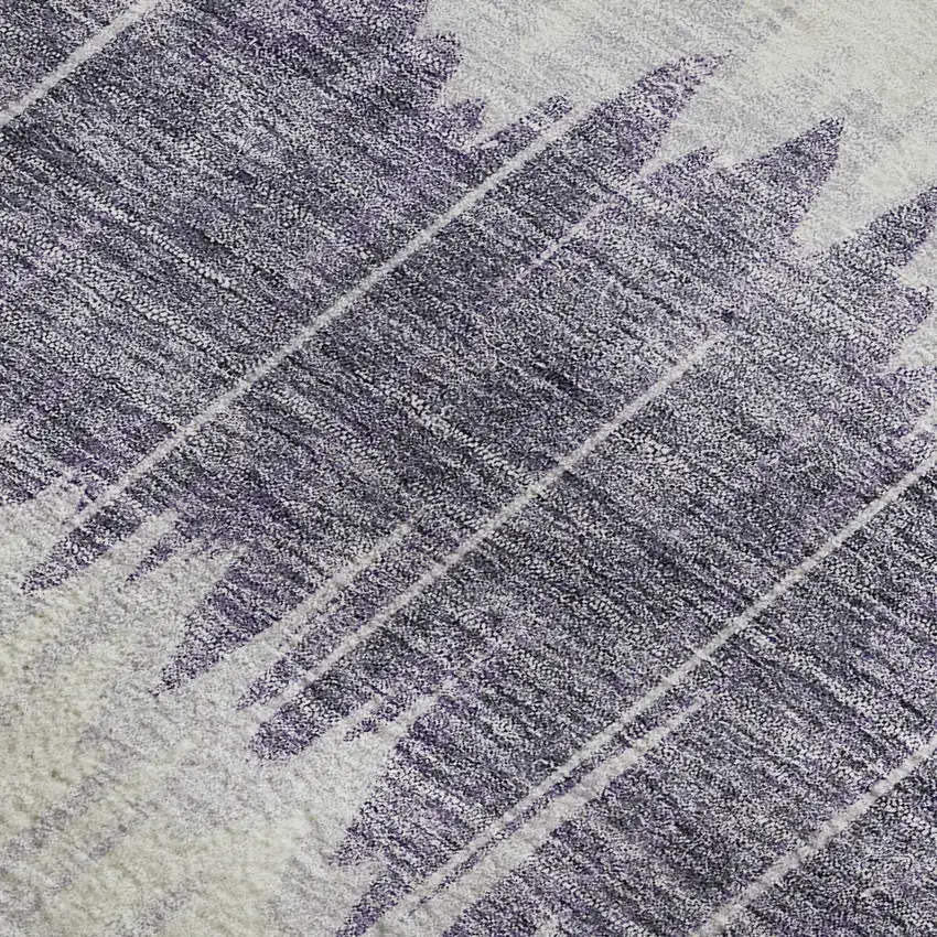 Lavender And Ivory Striped Washable Area Rug With UV Protection Photo 3