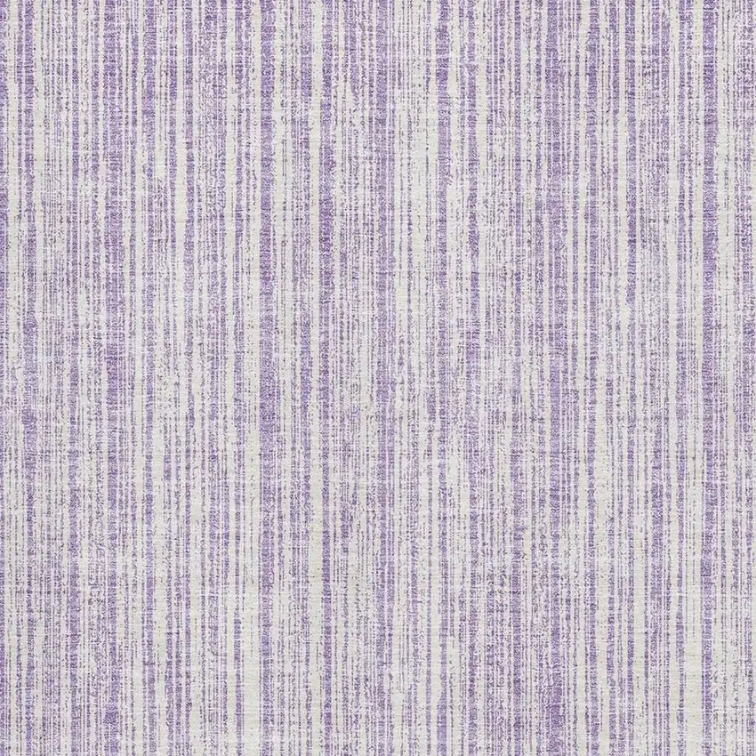 Lavender And Ivory Striped Washable Area Rug With UV Protection Photo 4
