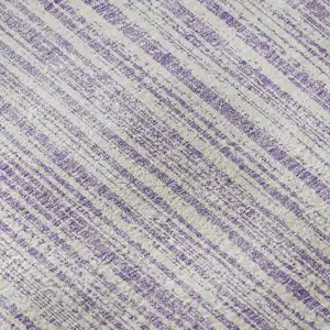 Photo of Lavender And Ivory Striped Washable Area Rug With UV Protection