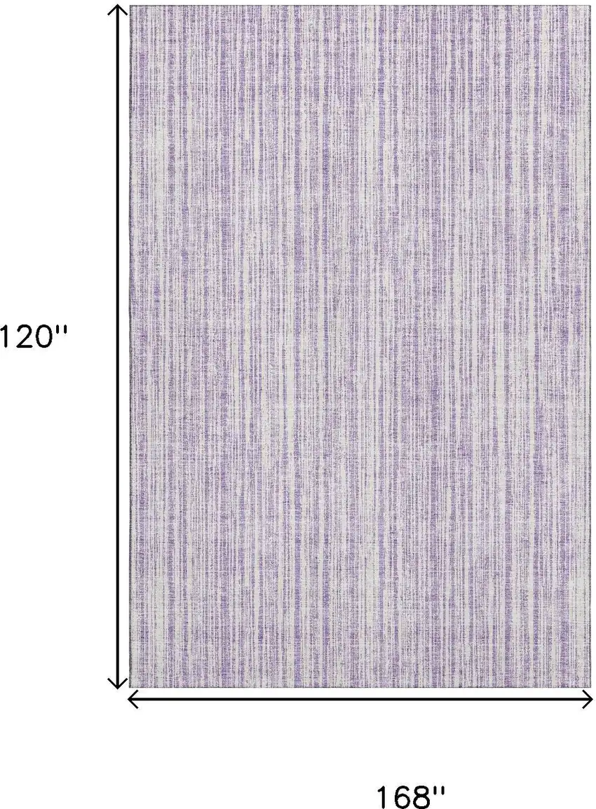 Lavender And Ivory Striped Washable Area Rug With UV Protection Photo 3