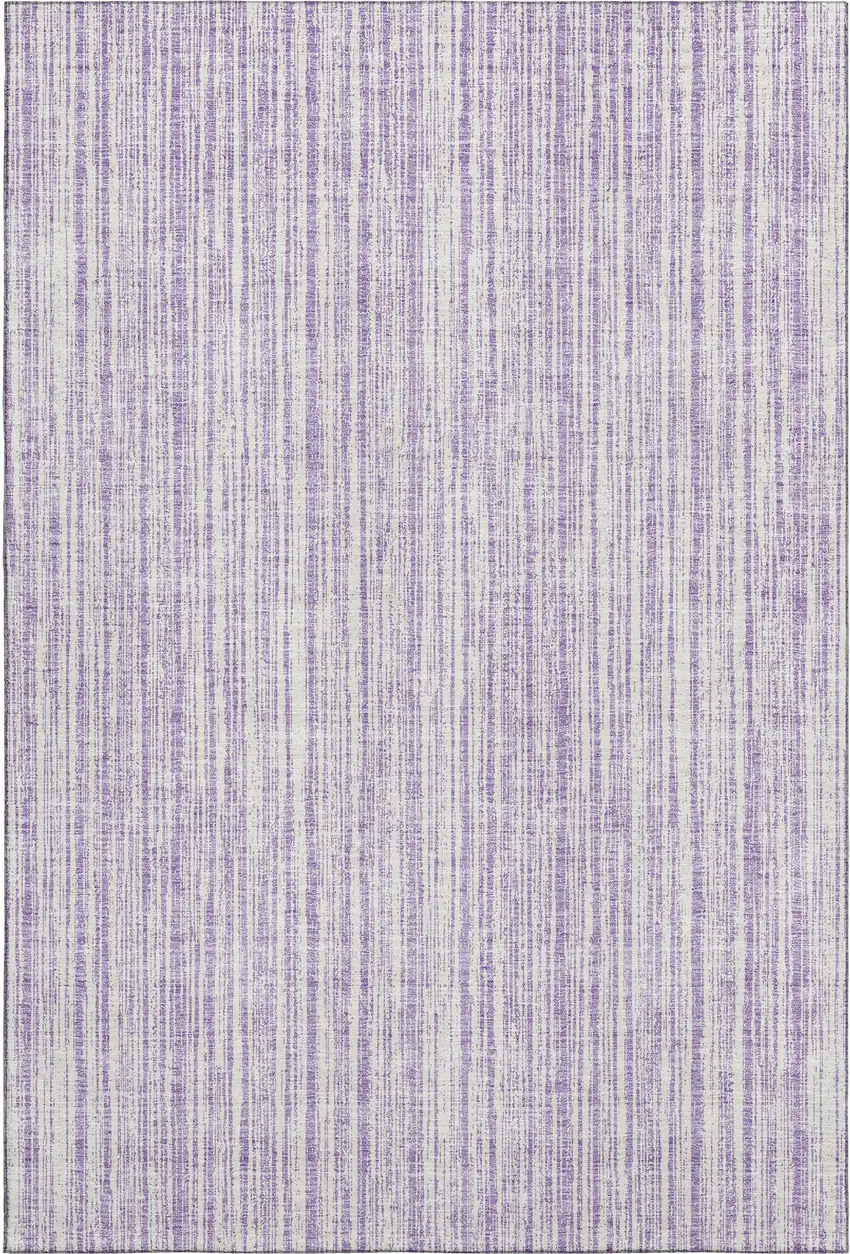 Lavender And Ivory Striped Washable Area Rug With UV Protection Photo 6