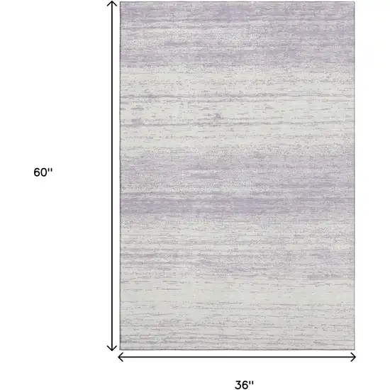 Lavender And Ivory Striped Washable Area Rug With UV Protection Photo 3