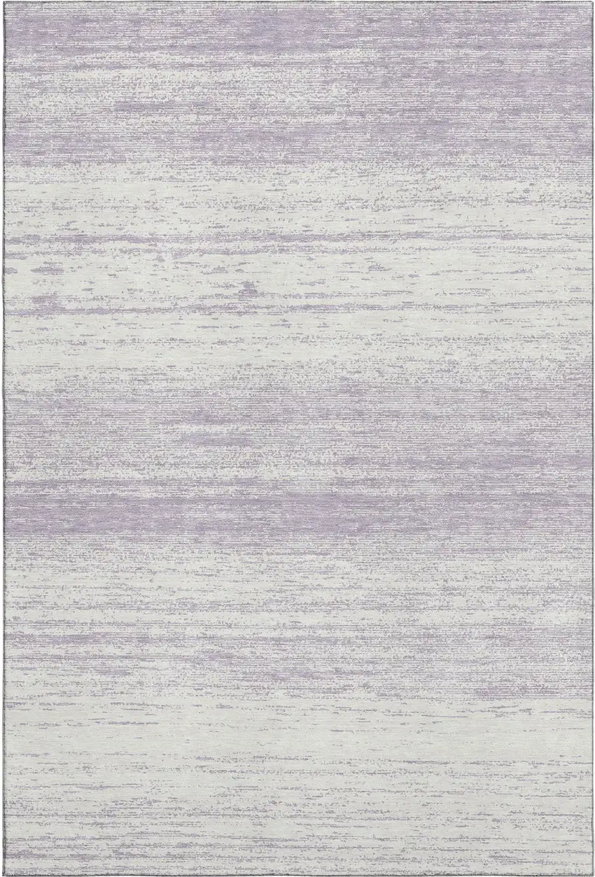 Lavender And Ivory Striped Washable Area Rug With UV Protection Photo 1