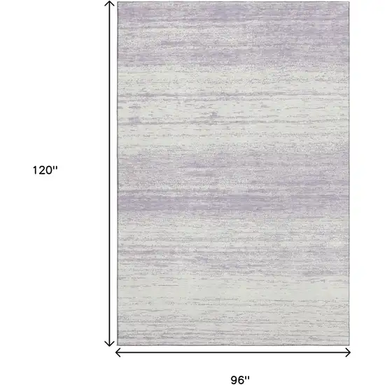 Lavender And Ivory Striped Washable Area Rug With UV Protection Photo 3