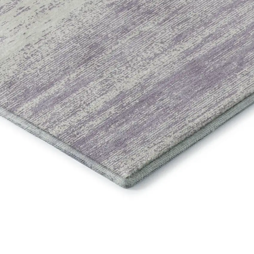 Lavender And Ivory Striped Washable Area Rug With UV Protection Photo 8
