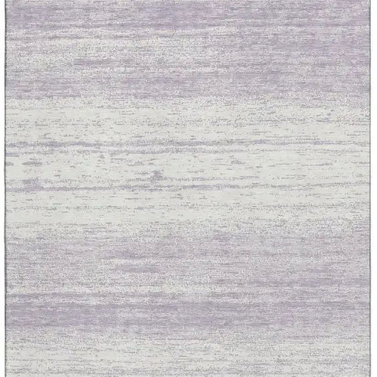 Lavender And Ivory Striped Washable Area Rug With UV Protection Photo 4