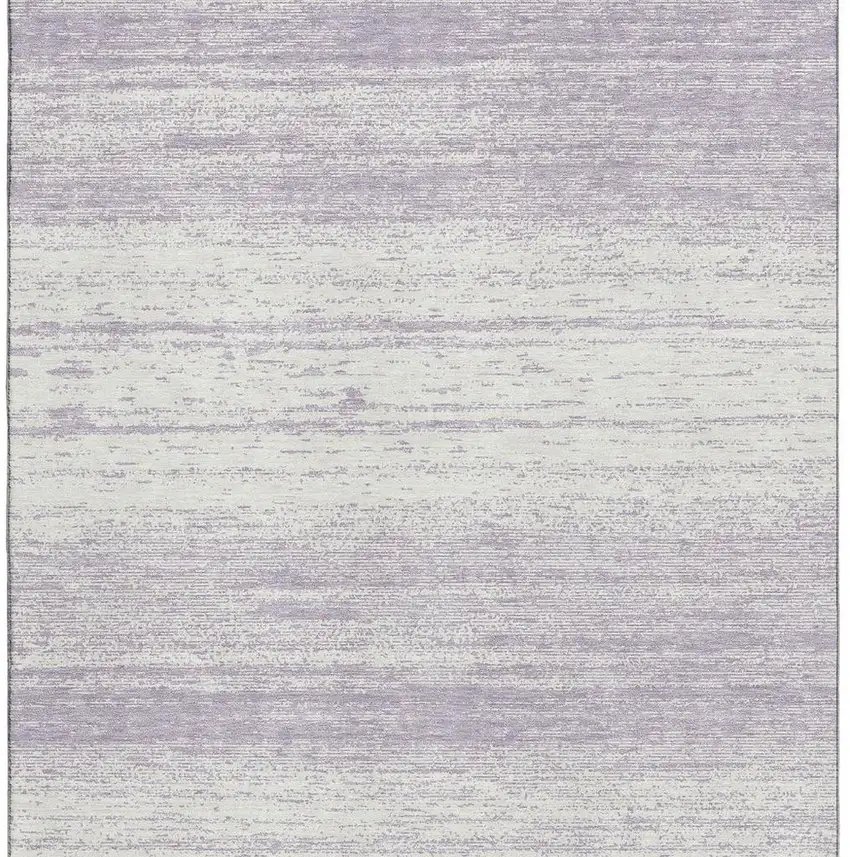 Lavender And Ivory Striped Washable Area Rug With UV Protection Photo 4