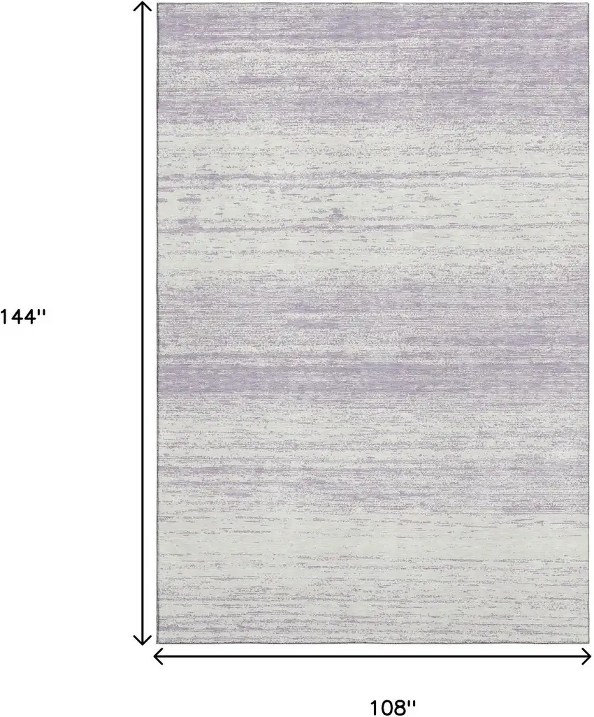 Lavender And Ivory Striped Washable Area Rug With UV Protection Photo 3