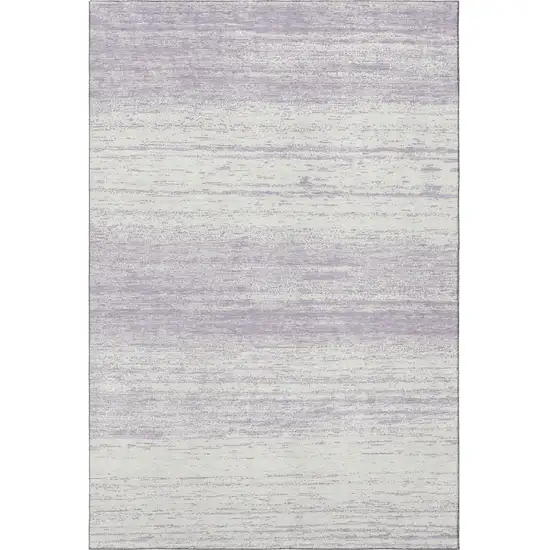 Lavender And Ivory Striped Washable Area Rug With UV Protection Photo 3
