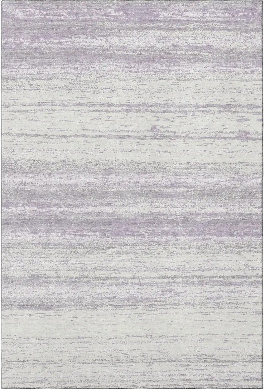 Lavender And Ivory Striped Washable Area Rug With UV Protection Photo 3