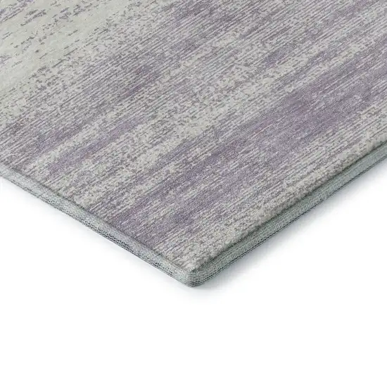 Lavender And Ivory Striped Washable Area Rug With UV Protection Photo 7