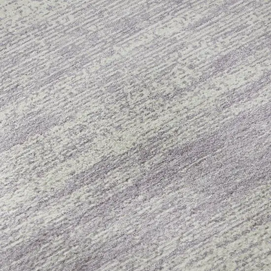 Lavender And Ivory Striped Washable Area Rug With UV Protection Photo 9