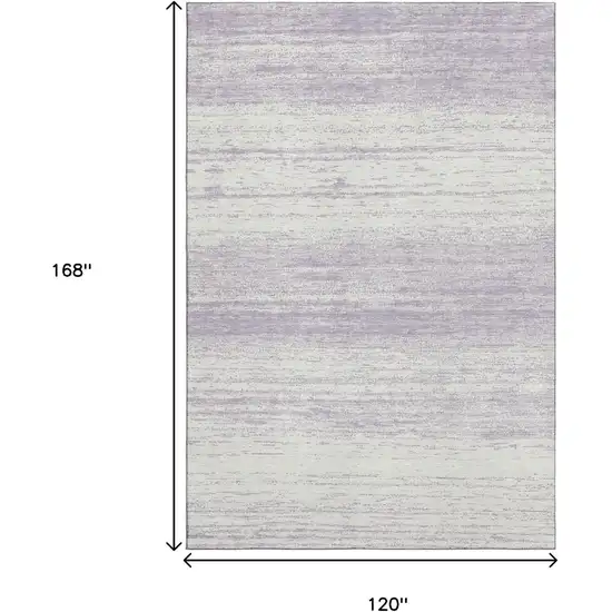 Lavender And Ivory Striped Washable Area Rug With UV Protection Photo 3