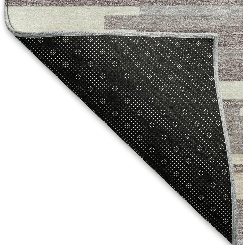 Lavender And Ivory Striped Washable Area Rug With UV Protection Photo 7