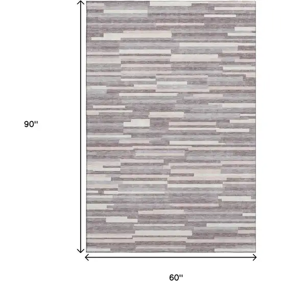 Lavender And Ivory Striped Washable Area Rug With UV Protection Photo 9