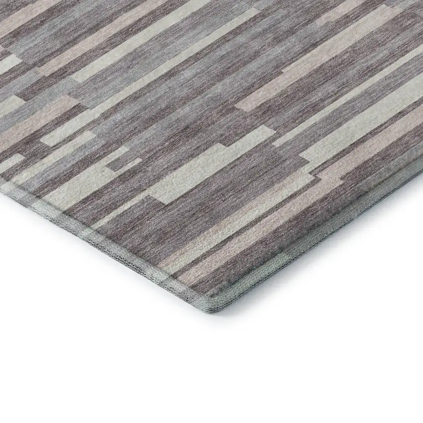 Lavender And Ivory Striped Washable Area Rug With UV Protection Photo 8