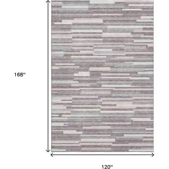 Lavender And Ivory Striped Washable Area Rug With UV Protection Photo 9