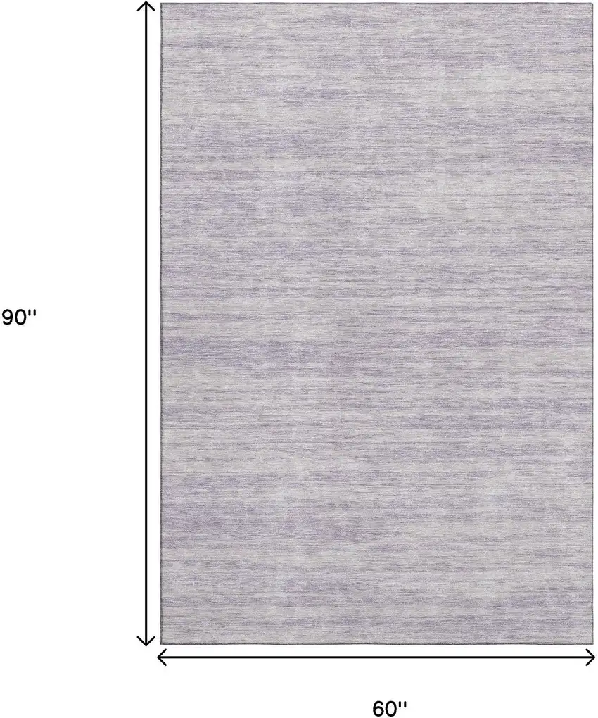Lavender And Ivory Striped Washable Area Rug With UV Protection Photo 8