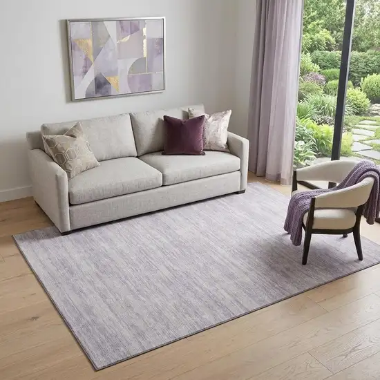 Lavender And Ivory Striped Washable Area Rug With UV Protection Photo 1