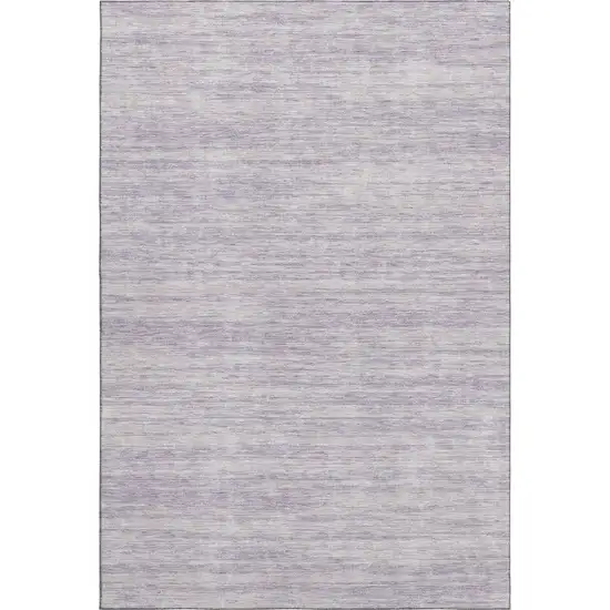 Lavender And Ivory Striped Washable Area Rug With UV Protection Photo 1
