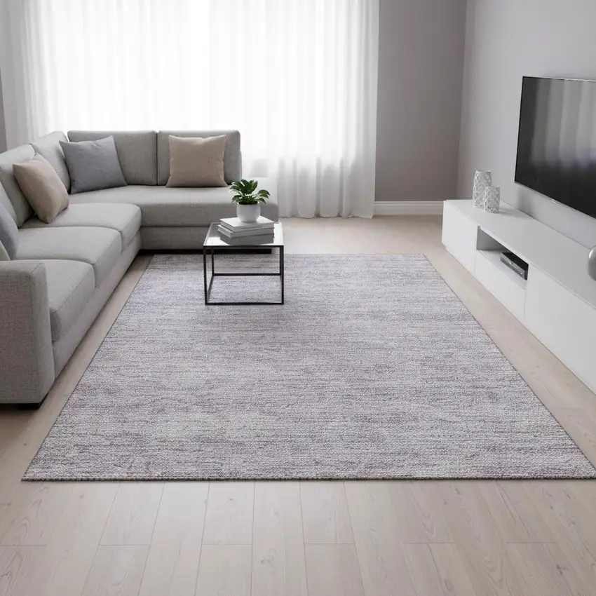 Lavender And Ivory Striped Washable Area Rug With UV Protection Photo 2