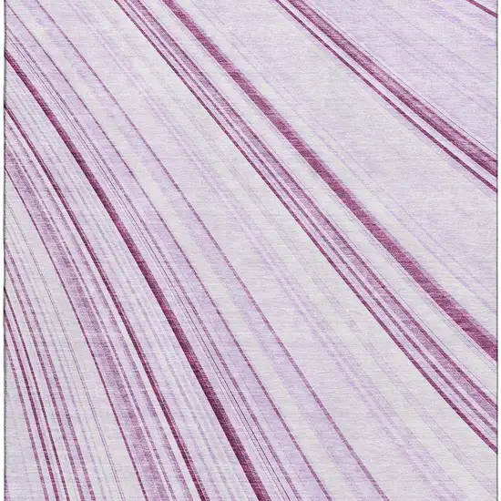 Lavender And Ivory Striped Washable Area Rug With UV Protection Photo 3