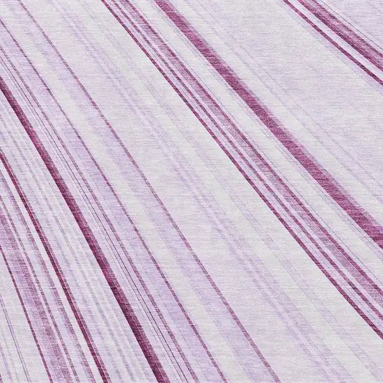 Lavender And Ivory Striped Washable Area Rug With UV Protection Photo 2