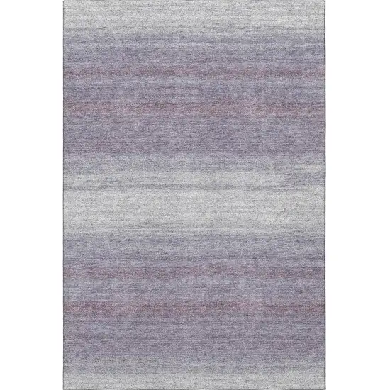 Lavender And Ivory Striped Washable Area Rug With UV Protection Photo 2