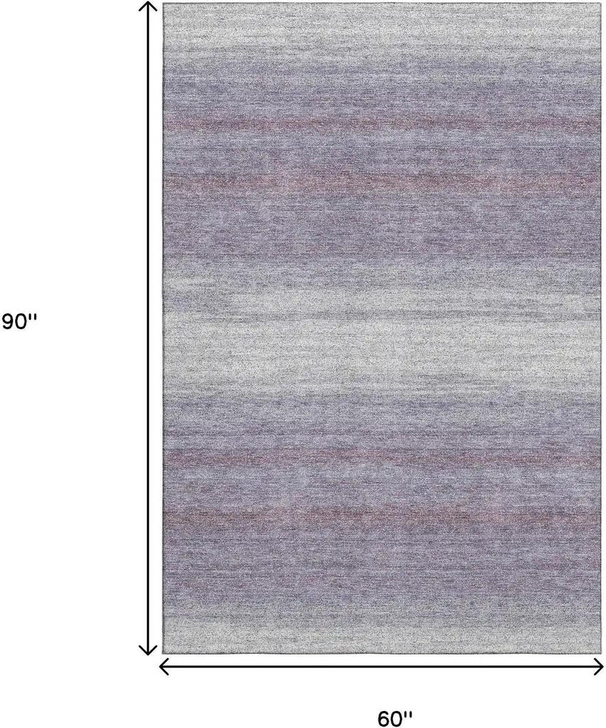 Lavender And Ivory Striped Washable Area Rug With UV Protection Photo 9