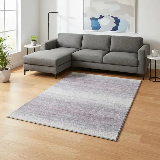 Lavender And Ivory Striped Washable Area Rug With UV Protection Photo 2