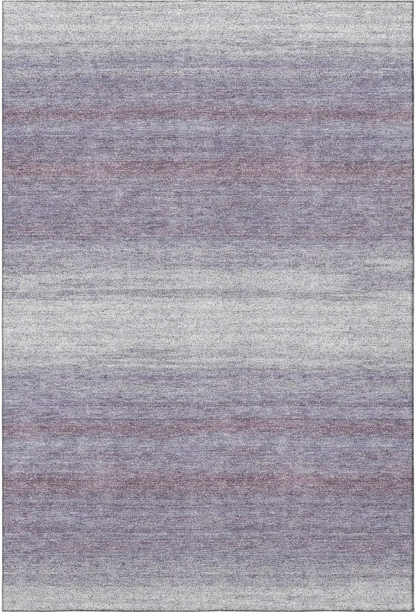 Lavender And Ivory Striped Washable Area Rug With UV Protection Photo 3