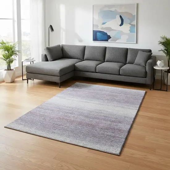 Lavender And Ivory Striped Washable Area Rug With UV Protection Photo 2