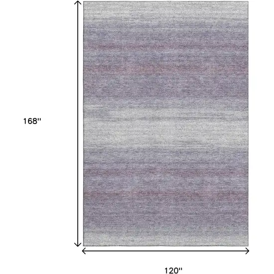 Lavender And Ivory Striped Washable Area Rug With UV Protection Photo 8