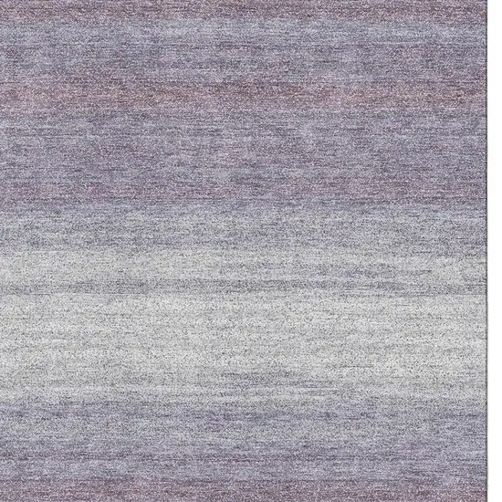 Lavender And Ivory Striped Washable Area Rug With UV Protection Photo 2