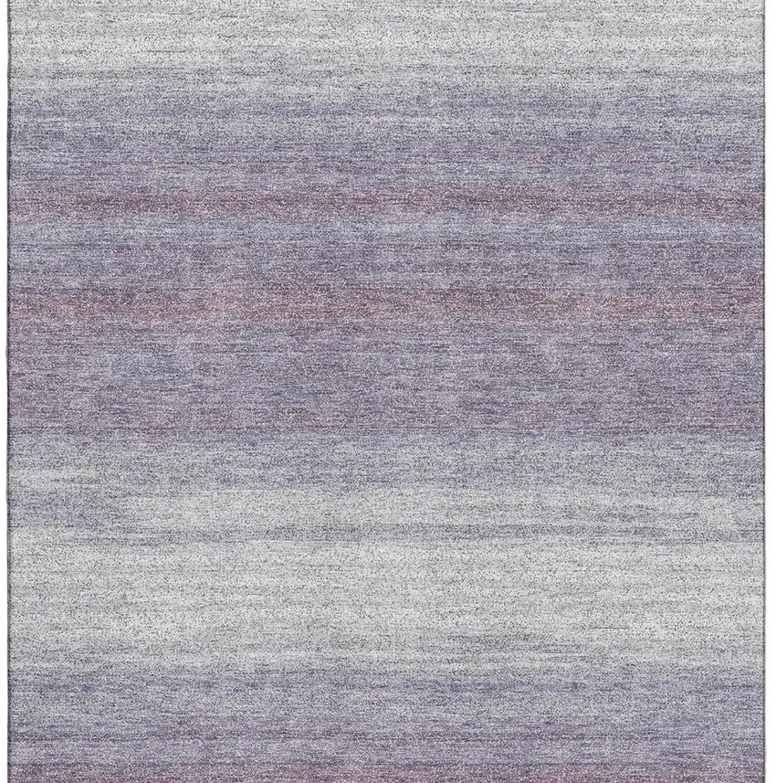 Lavender And Ivory Striped Washable Area Rug With UV Protection Photo 3