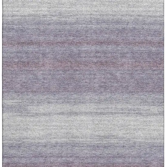 Lavender And Ivory Striped Washable Area Rug With UV Protection Photo 3