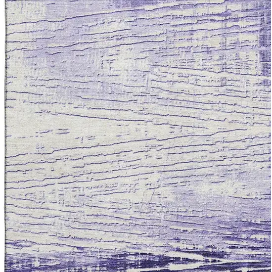 Lavender And Ivory Striped Washable Area Rug With UV Protection Photo 3