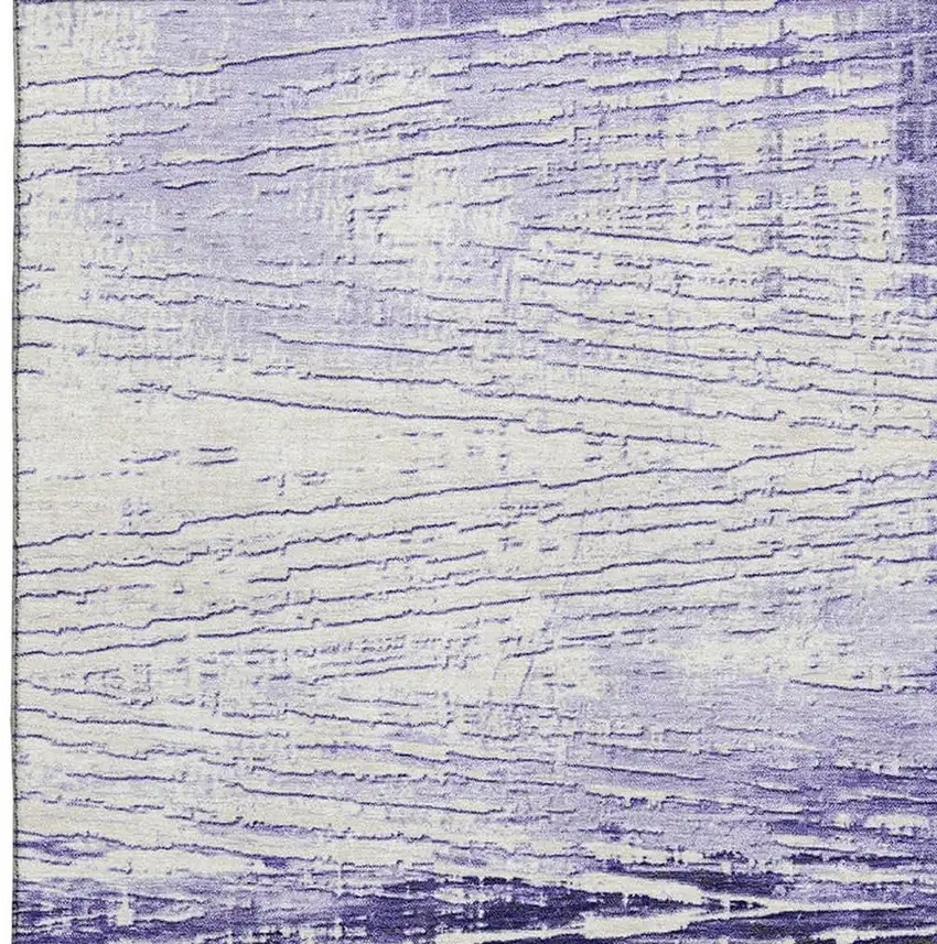 Lavender And Ivory Striped Washable Area Rug With UV Protection Photo 3