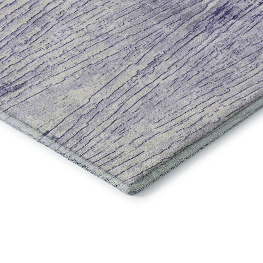 Lavender And Ivory Striped Washable Area Rug With UV Protection Photo 8