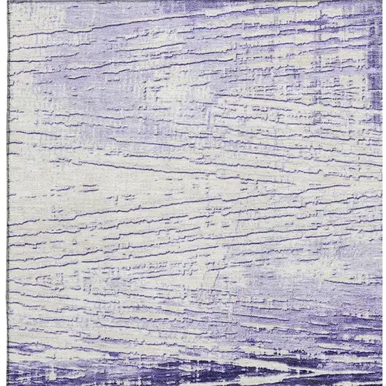 Lavender And Ivory Striped Washable Area Rug With UV Protection Photo 3