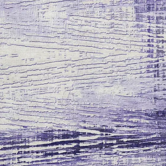 Lavender And Ivory Striped Washable Area Rug With UV Protection Photo 3