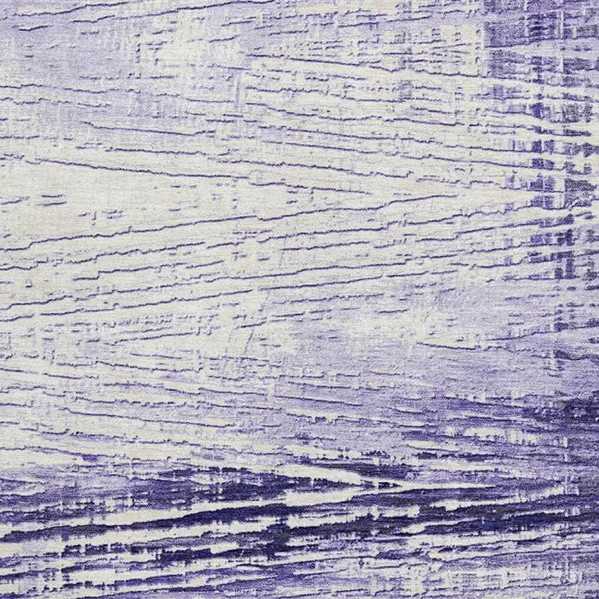 Lavender And Ivory Striped Washable Area Rug With UV Protection Photo 3