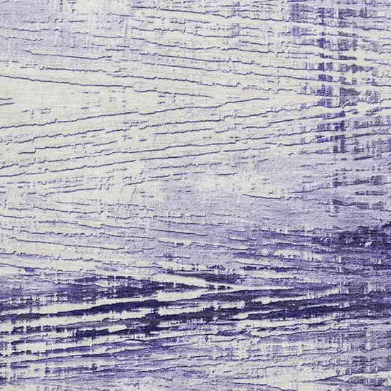 Lavender And Ivory Striped Washable Area Rug With UV Protection Photo 3