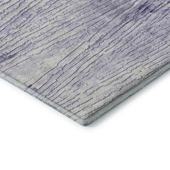 Lavender And Ivory Striped Washable Area Rug With UV Protection Photo 8