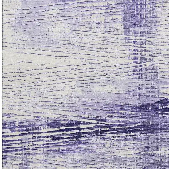 Lavender And Ivory Striped Washable Area Rug With UV Protection Photo 3
